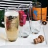 Silkscreened Glassware Collection stemless Champagne flute favors