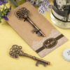 Copper skeleton key bottle opener with a heavy kraft paper backer card