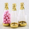 Perfectly plain gold accented clear champagne bottle container