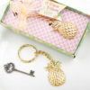 Warm welcome collection pineapple themed gold metal key chain