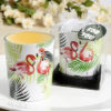 Tropical themed flamingo design glass votive candle holder
