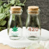 Personalized vintage milk bottles with round cork top - cannabis design