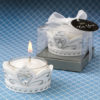 Elegant white crown with silver accents tea light candle