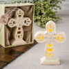 Glowing Ivory color standing cross statue with Led Light