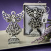 Pewter finish Angel statue with antique accents